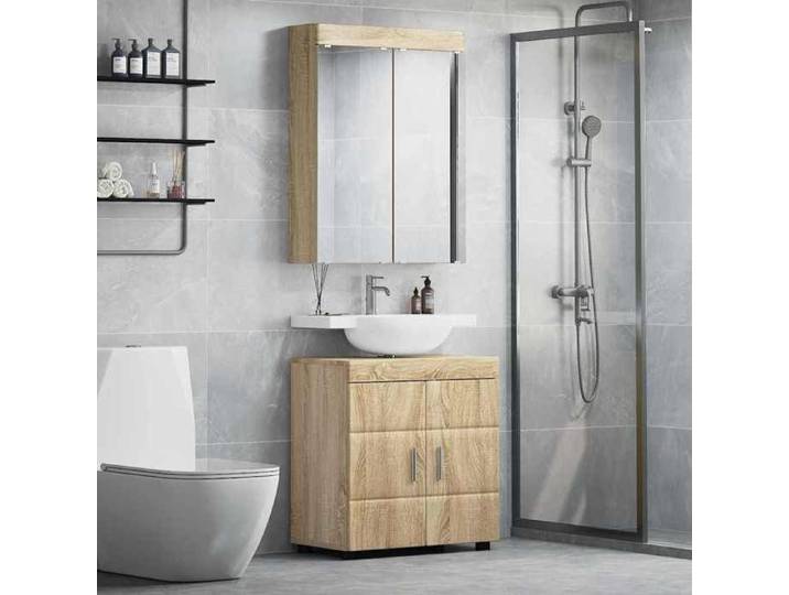 Joli & Fonctionnel - Ensemble de mobilier de salle de bain - avec stockage - TULUM 2 pcs Chêne Sonoma - pour WC kda4086722