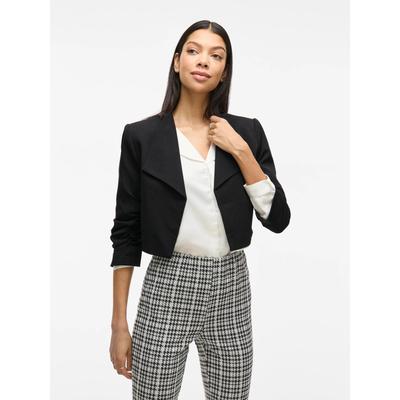 Kurzblazer VILA "VIHER BIN CROPPED BLAZER - NOOS", Damen, Gr. 44, schwarz, Web, Obermaterial: 92% Polyester, 8% Elasthan, unifarben, loose fit kurz, Blazer Kurzblazer, Materialmix, loose fit