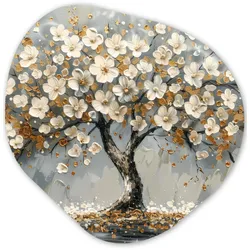 WANDBILD Baum - Gold - Blumen - Abstrakt - Kunst Wanddeko 40x40 cm