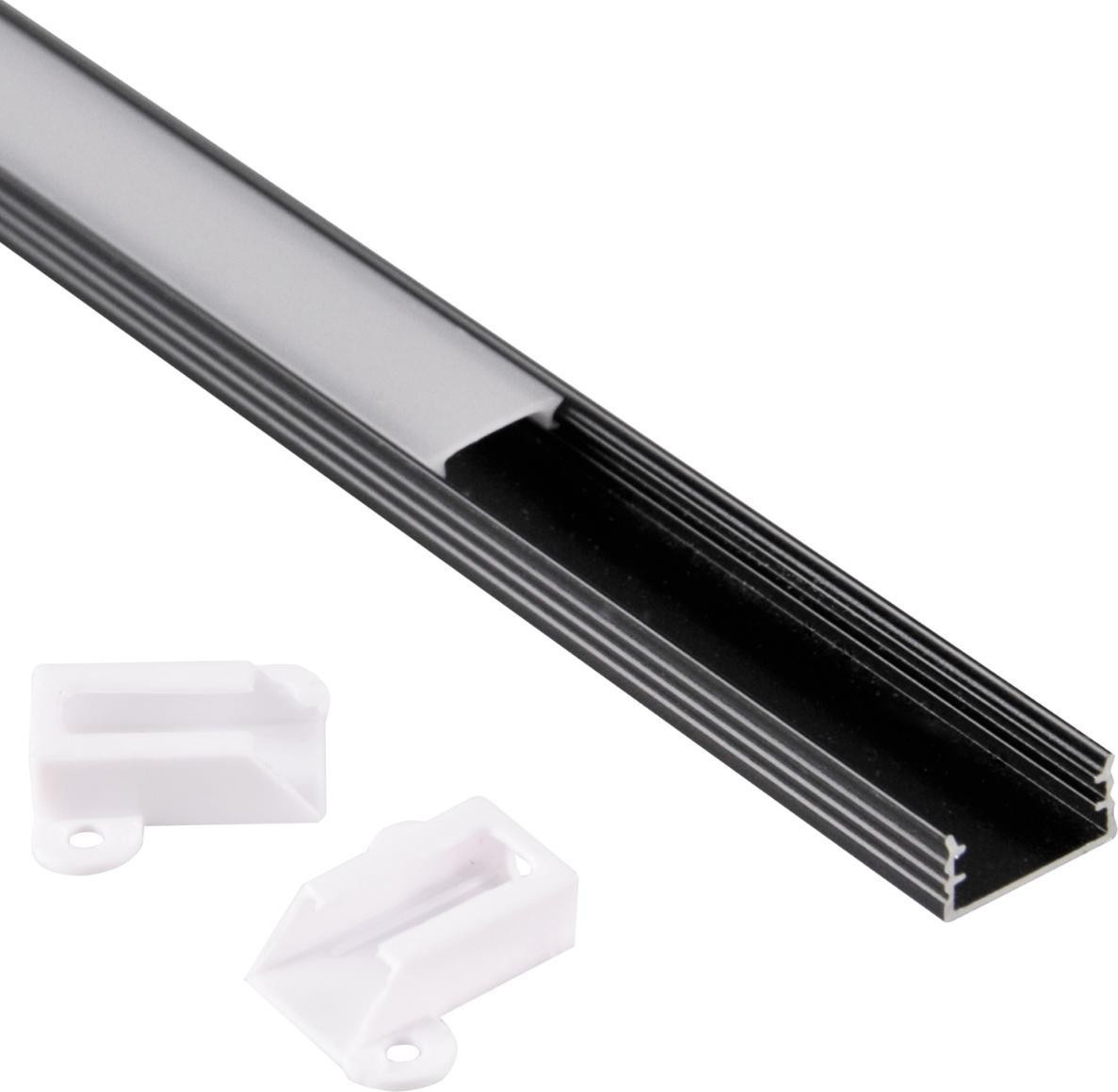 Polux Profielset inbouw aluminium zwart 1 meter