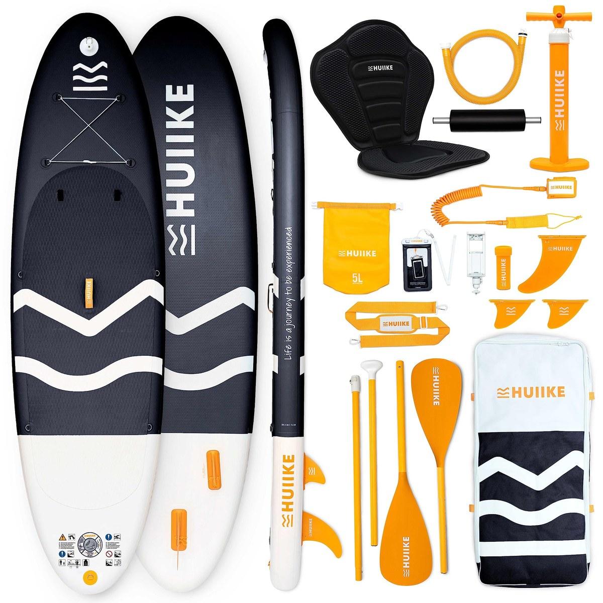 Aufblasbares SUP-Board - 10 Fuß - Belastbarkeit bis 130 kg - Mit Zubehör - Schwarz