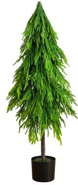 Nearly Natural 4-ft Artificial Real Touch Down Swept Norfolk Pine Tree - Green