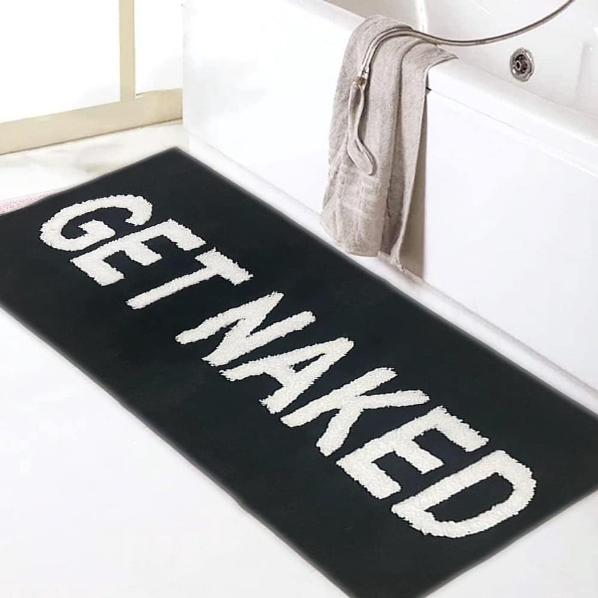 Grappige Badmat Get Naked - Antislip Douchemat - Sneldrogend en Machinewasbaar - Badkamerdecoratie