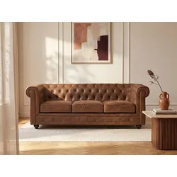 Sofa 3-Sitzer - Microfaser - Vintage-Look - CHESTERFIELD