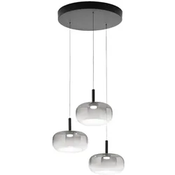 Fabas Luce Devero LED-Pendelleuchte Ø45cm 21W 2550lm Farbtemperatur 2700K/3000K/4000K dimmbar, Metall- und Glasstruktur - Farbverlauf Hellgrau