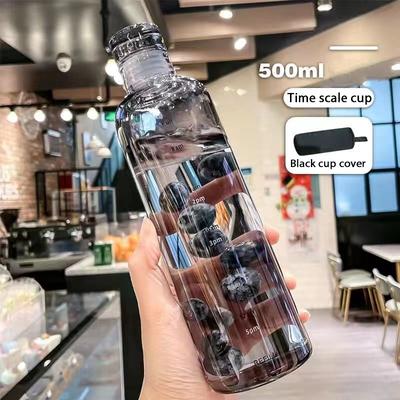 Uplifted Trends Motivational Water Bottle With Time Marker Leakproof Sports Bottle black cover