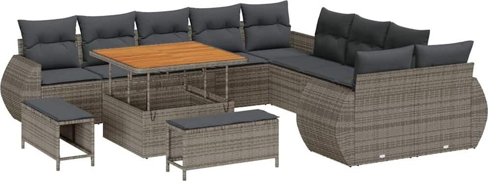 vidaXL Garten-Sofa-Set 13 stk. 13-Sitzanzahl Grau