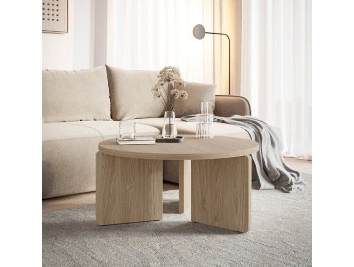 Table basse ronde - PREFFINES - 85 cm - aspect bois clair