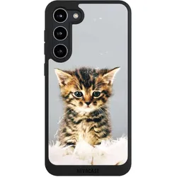 Nivocase Handyhülle für Samsung Galaxy S23+ Hülle NIVOpure Case Schwarz Feder Haustier Katze (Samsung Galaxy S23+), Smartphone Hülle, Schwarz