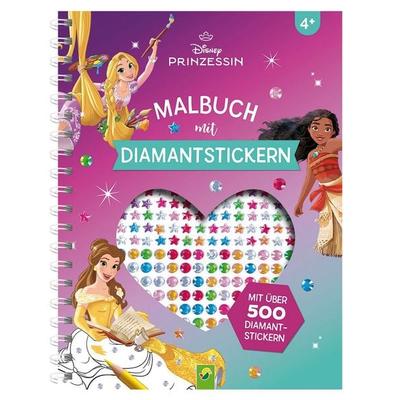 Disney Prinzessin Malbuch mit Diamantstickern | Malspaß mit über 500 funkelnden Glitzersteinen, Taschenbuch von Schwager & Steinlein Verlag, Schwager