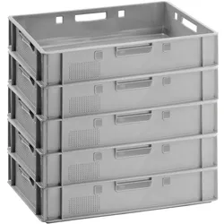 BURI Fleischerkiste E1 Metzgerkiste 5x Fleischkiste flach 60x40x12,5 grau