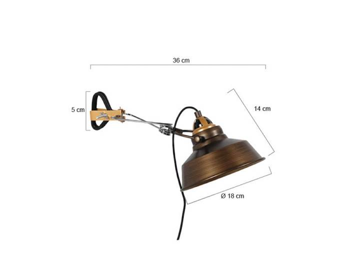 Wandlamp Nove, brons / oud-messing, Woon-/ Eetkamer, metaal, Industrieel design, wandlamp