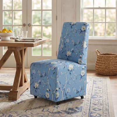 Furniture of America Valea French Fabric Fully Upholstered Dining Chair with Casters