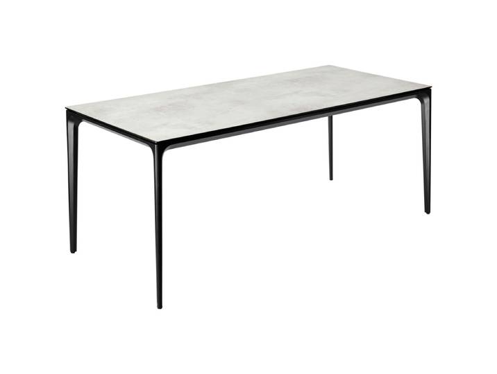 VEGA Outdoor-Tisch Linero rechteckig 180x80x72 cm (LxBxH); Platte steingrau, Gestell schwarz; rechteckig