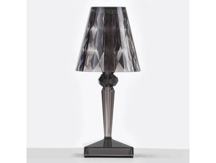 Kartell LED-Akku-Tischlampe Battery, 30 cm, rauchgrau, IP54 Battery, alu / grau / zink, für Schlafzimmer, Kunststoff, Design