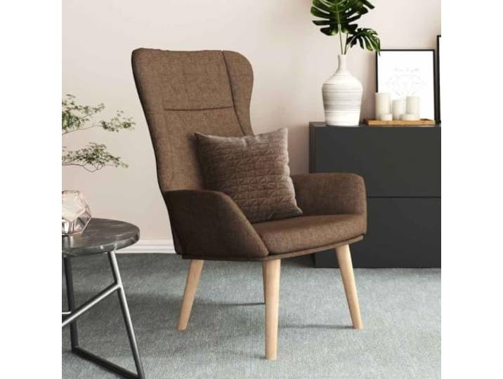 YUTAASU Relaxsessel Stoff Braun Metal Frame, Rubberwood Legs, Sturdy, Breathable Fabric, Living Room, Dining Room