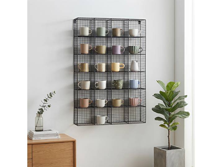 Tassenregal MUGO eckig Metall, pulverbeschichtet Schwarz/Schwarz 50 x 80cm