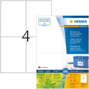 Herma Universaletiketten 10734 Special Recycling, weiß, 105 x 148mm, 80 Blatt, 320 Stück