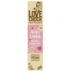 Raw Chocolate Riegel - Alles Liebe Hibiskus Kakaonibs