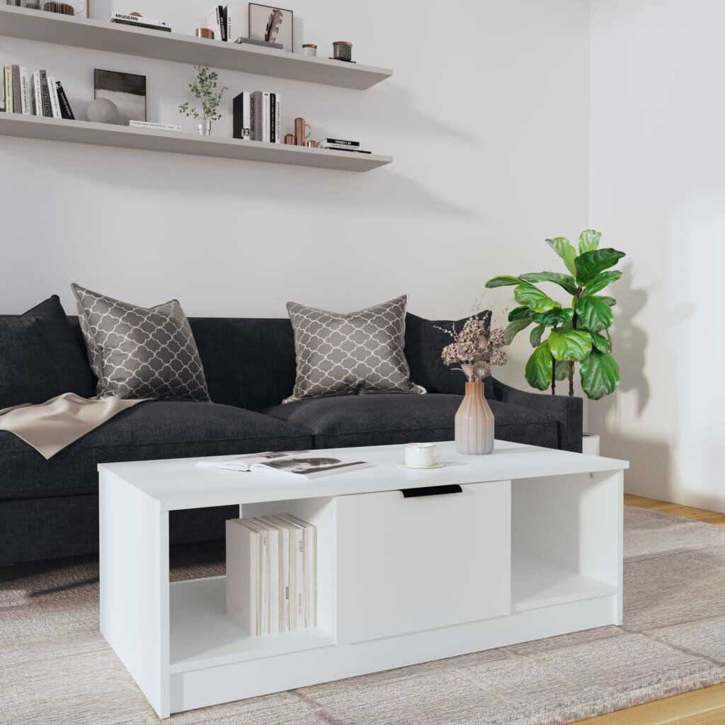 17 Stories Jeffcott Solid Coffee Table with Storage White