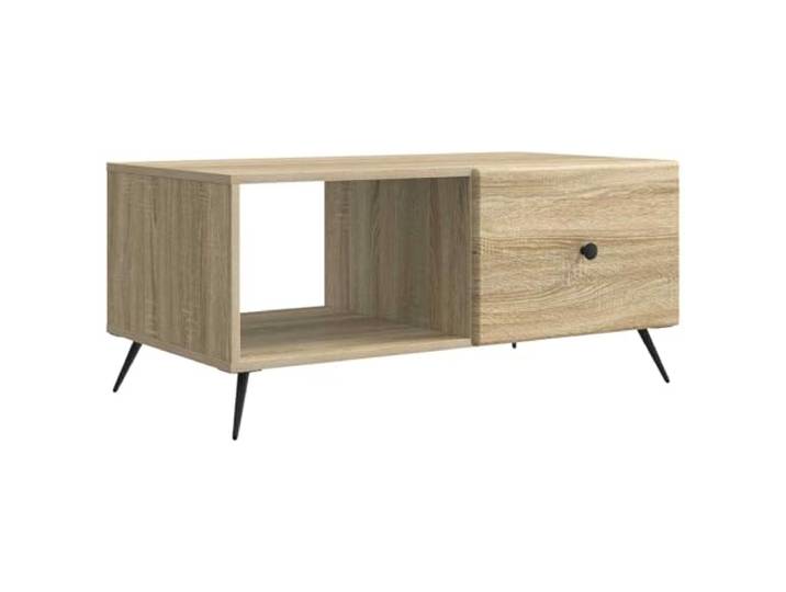 KKgypkn Couchtisch Sonoma-Eiche 90 x 50 x 40 cm Holzwerkstoff Vintage Design, Stauraum für Magazine, Metallknöpfe, konische Beine, pflegeleicht