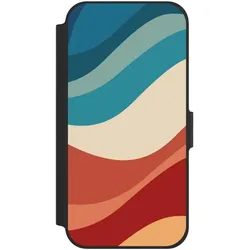 Nivocase Klapphülle für Apple iPhone 12 Handyhülle aus Kunst Leder NIVOflip schwarz Farbe Farbverlauf Welle (Apple iPhone 12), Smartphone Hülle, Schwarz