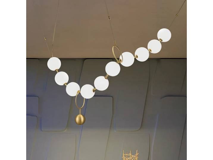 Lustre LED moderne en verre perlé pour salon, restaurant, cuisine, lampe suspendue longue, éclairage décoratif intérieur