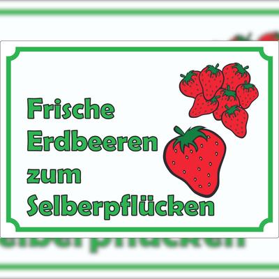 HB-Druck Werbeaufkleber Aufkleber Erdbeeren zum selberpflücken A7 (74x105mm)