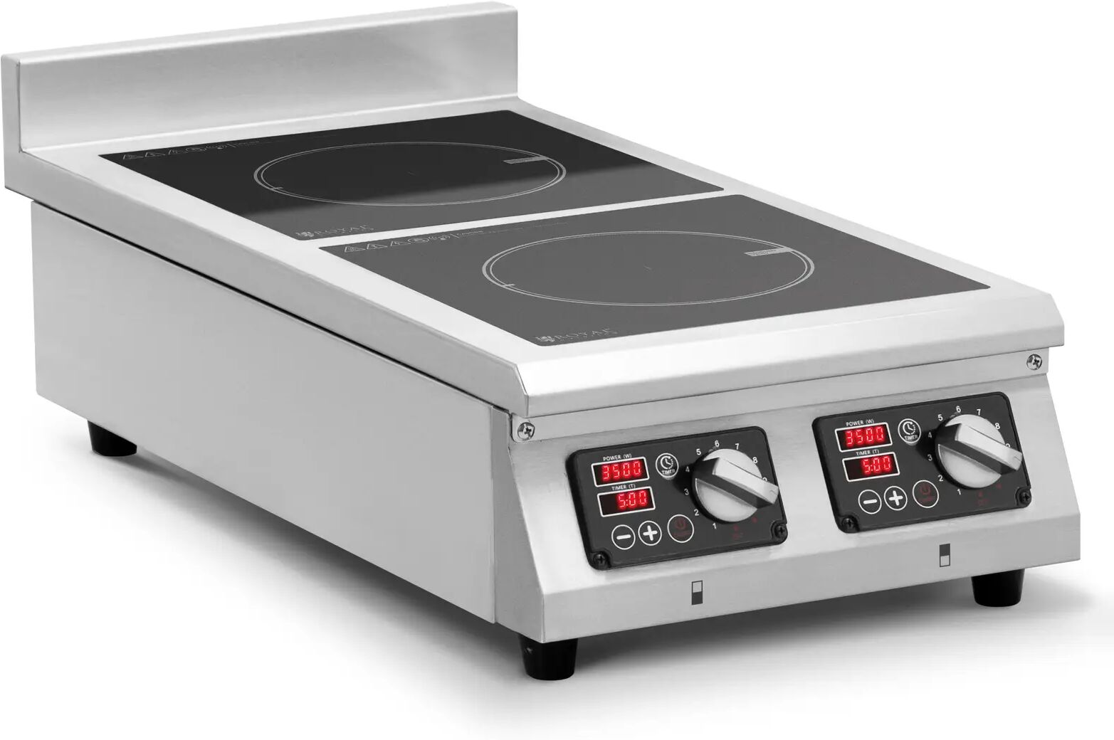 Plaque à induction - 2 x 28 cm - 60 à 240 °C - 400 V - Minuterie - Royal Catering RCIC-3002T