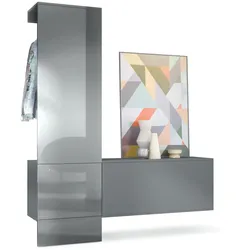 GARDEROBE Carlton Paneel in Grau Hochglanz