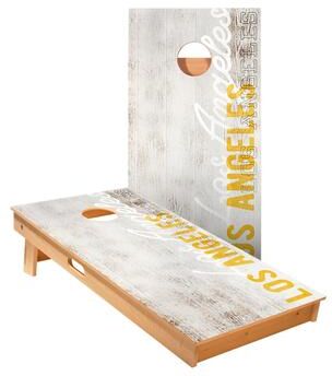 Skip's Garage Los Angeles Yellow Vintage Gameday Cornhole Boards