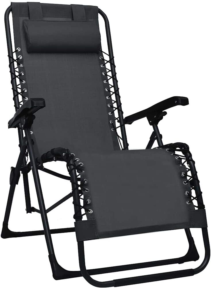 vidaXL Chaise pliable de terrasse Noir Textilène