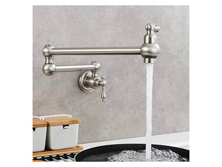 Küchenarmatur, Rotierender klappbarer Wasserhahn aus Messing, zarter Doppelschalter-Küchenarmatur, an der Wand montierter Kaltwasserhahn(3)