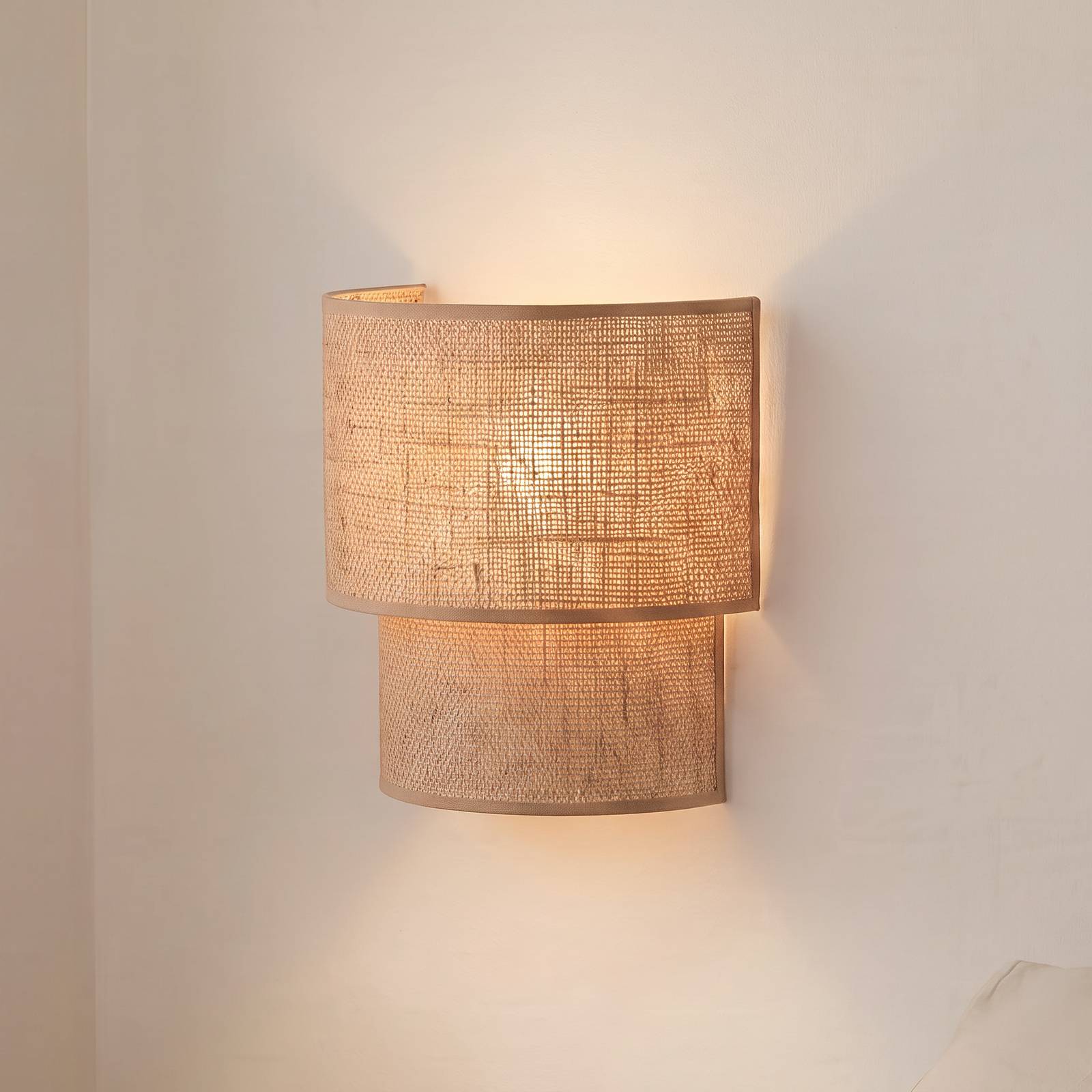 Wandlampe Boho Duolla, braun / rost, für Flurbereich, Textil / Stoff / Seide, Wandleuchte, Wandlampe Innen