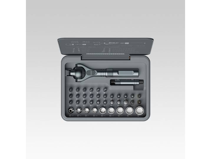 Ochama RS2 ratelschroevendraaierset, uitschuifbaar handvat, 40 stuks accessoires, magnetisch ontwerp, gereedschapskit voor woninginrichting, autoreparatie en montage