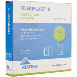 filmoplast® R, Spezialpapier mit Heißsiegelkleber zum Kaschieren von Dokumenten und Zeitungen, hauchdünn mit hoher Transparenz, Rolle mit 50 m 2 cm