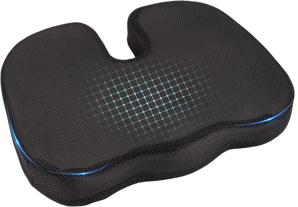 Ergonomisch memory foam zitkussen voor kantoorstoel en auto ter verlichting van hernia, stuitje en rugpijn