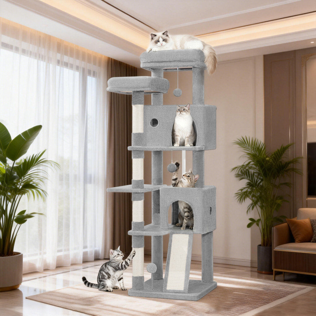 Archie & Oscar Cat Tree Light Grey 45 x 45 x 152 cm