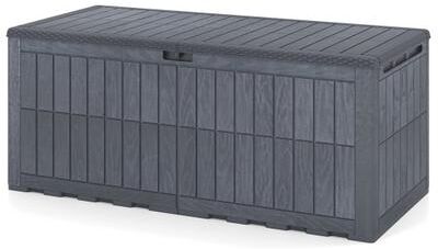 Costway 180 Gal Outdoor Deck Box All-Weather Lockable Storage Bin with Lid and Handles-Gray
