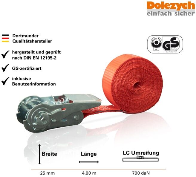 Sangle d'arrimage Dolezych avec mini-cliquet 4m (16250700)