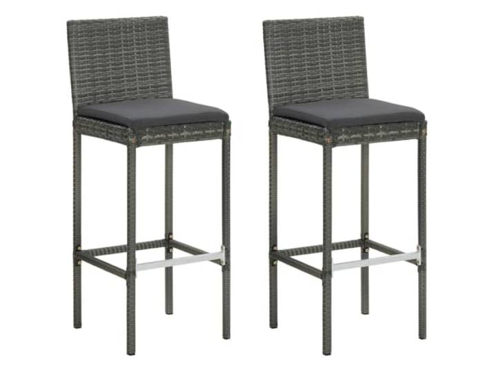 GHVBNMF Garten Barhocker 2er Set Grau Rattan Hocker mit Kissen Langlebige Bistro Stühle mit abnehmbarem Kissen für Terrasse, Balkon, Küche und Gartenbereich.