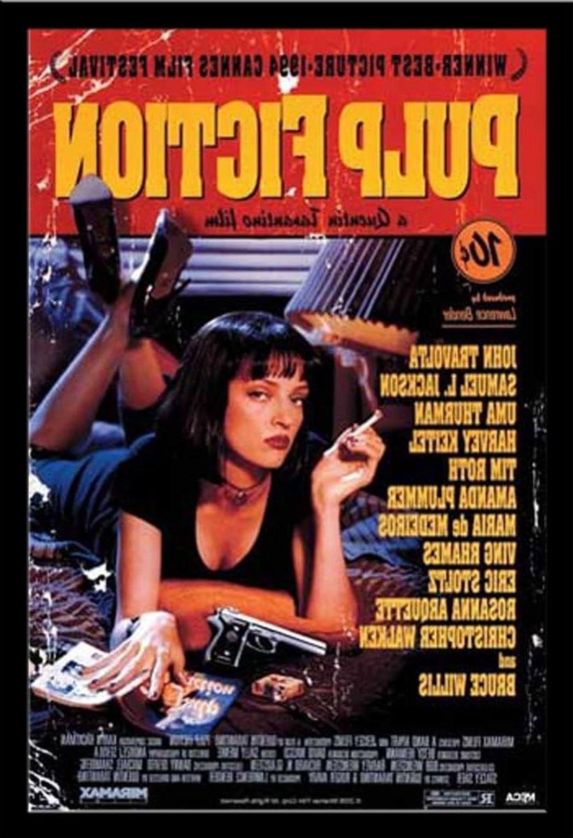 Filmposter Pulp Fiction Wanddecoratie met Wissellijst - Zwart - 61 x 915 cm