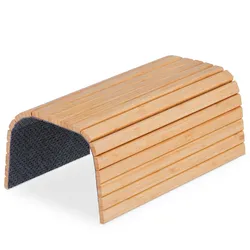 Relaxdays Sofatablett Armlehne, Bambus, Armlehnentisch für Couch und Sofa, BxT: 42 x 34 cm, Sofaablage Getränke, natur