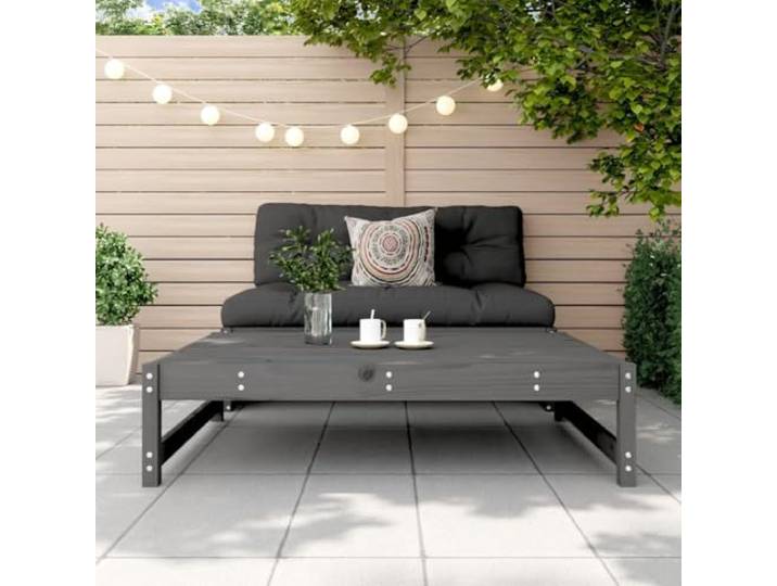 KTHLBRH Fußstütze für den Garten, 120 x 80 cm, massives Kiefernholz, Grau Modulare Ottomane für den Außenbereich, Kapazität 110 kg, Mehrzweck-Tisch, Montage erforderlich