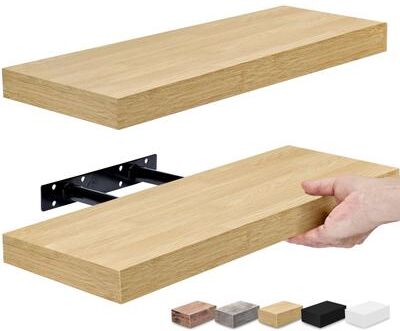 "Sorbus 16"" Floating Shelf Set - Wood Hanging Rectangle Wall Shelves (2-Pack)"