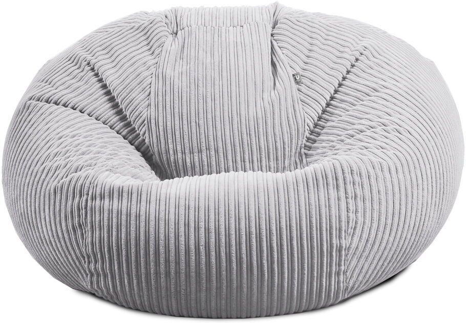 rucomfy Beanbags Jumbo Corduroy Huge Adult Bean Bag Chair. Extra Large Living Room Lounger. 125 (H) cm x 120 (W) cm Platinum Grey Large