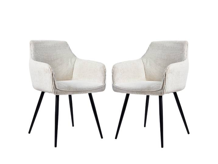 2 jeux de chaises de salle à manger avec accoudoirs, rembourrées ergonomiques, beige moderne