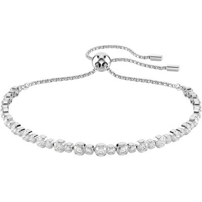 Armband SWAROVSKI "Schmuck Geschenk Matrix Tennis Armkette", silber (metallfarben, kristallweiß, kristallweiß), Armbänder, Damen, Metall, Armband, mit Swarovski Kristall