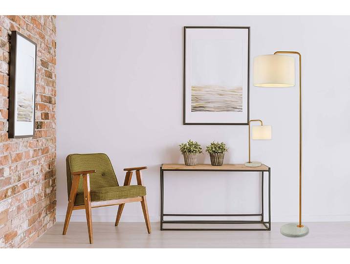 Lampadaire Gallow 1 ampoule 35 x 155 x 44cm Doré Tissu mélangé E27