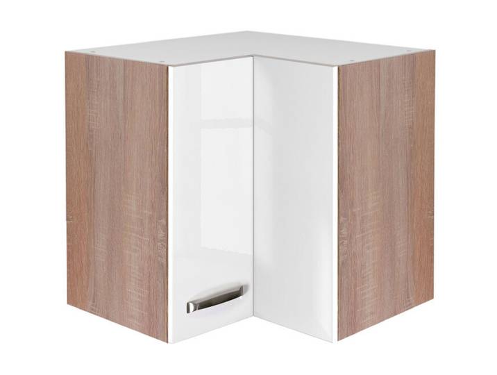Küchen Eck-Hängeschrank LUKE 60 cm Eiche/ weiß